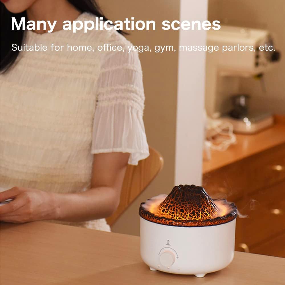 Flame Air Diffuser Volcano Aroma Diffuser Ultrasonic Oil Diffuser 560mL
