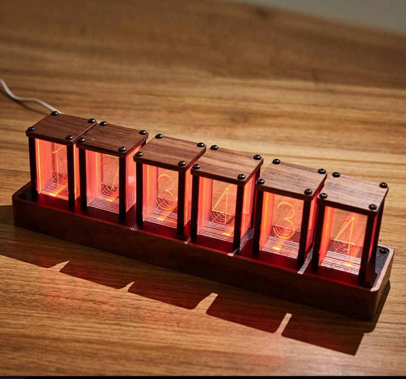 Nixie Tube Clock Electronic LED Glow Tube Clock Alarm Clock 6RGB