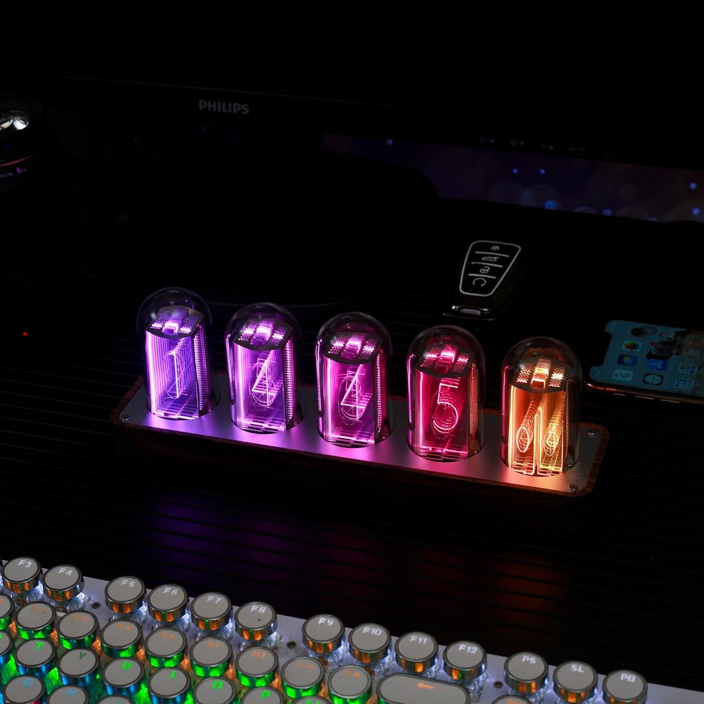 Nixie Tube Clock Electronic LED Glow Tube Clock Alarm Clock 5RGB