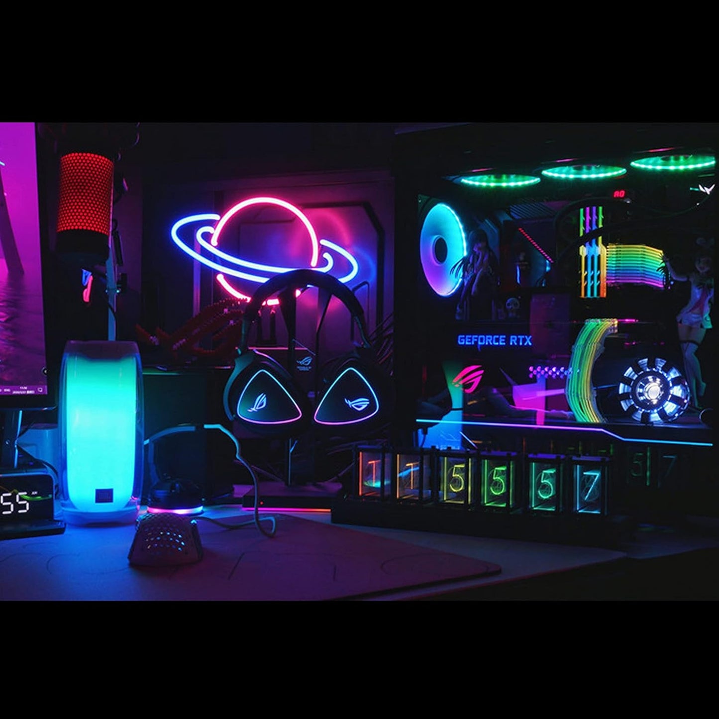 Nixie Tube Clock Electronic LED Glow Tube Clock Alarm Clock 6RGB