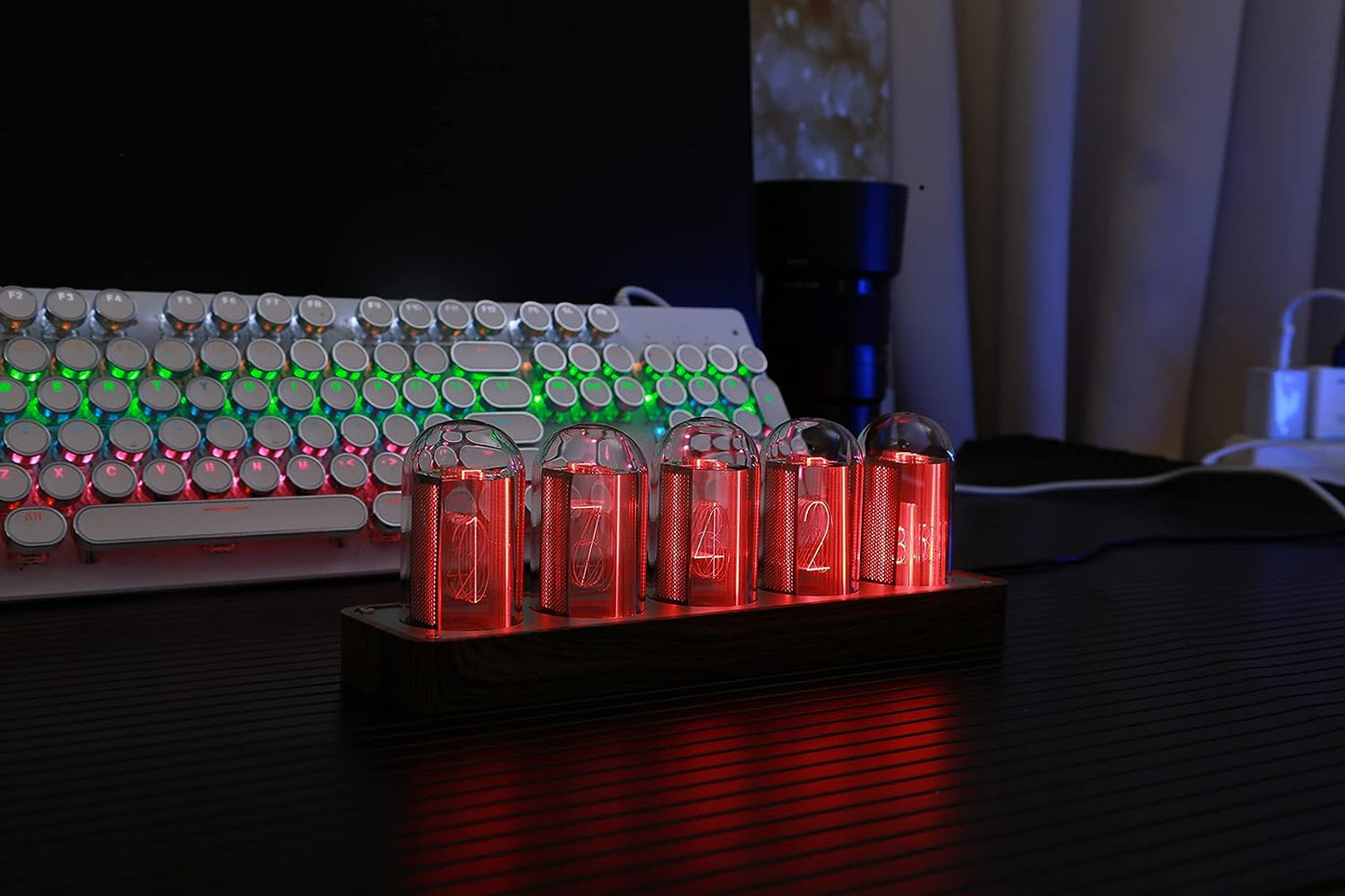 Nixie Tube Clock Electronic LED Glow Tube Clock Alarm Clock 5RGB