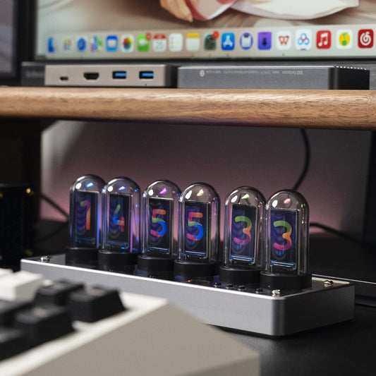 Nixie Tube Clock Electronic IPS Glow Tube Clock Alarm Clock Customizable Pictures