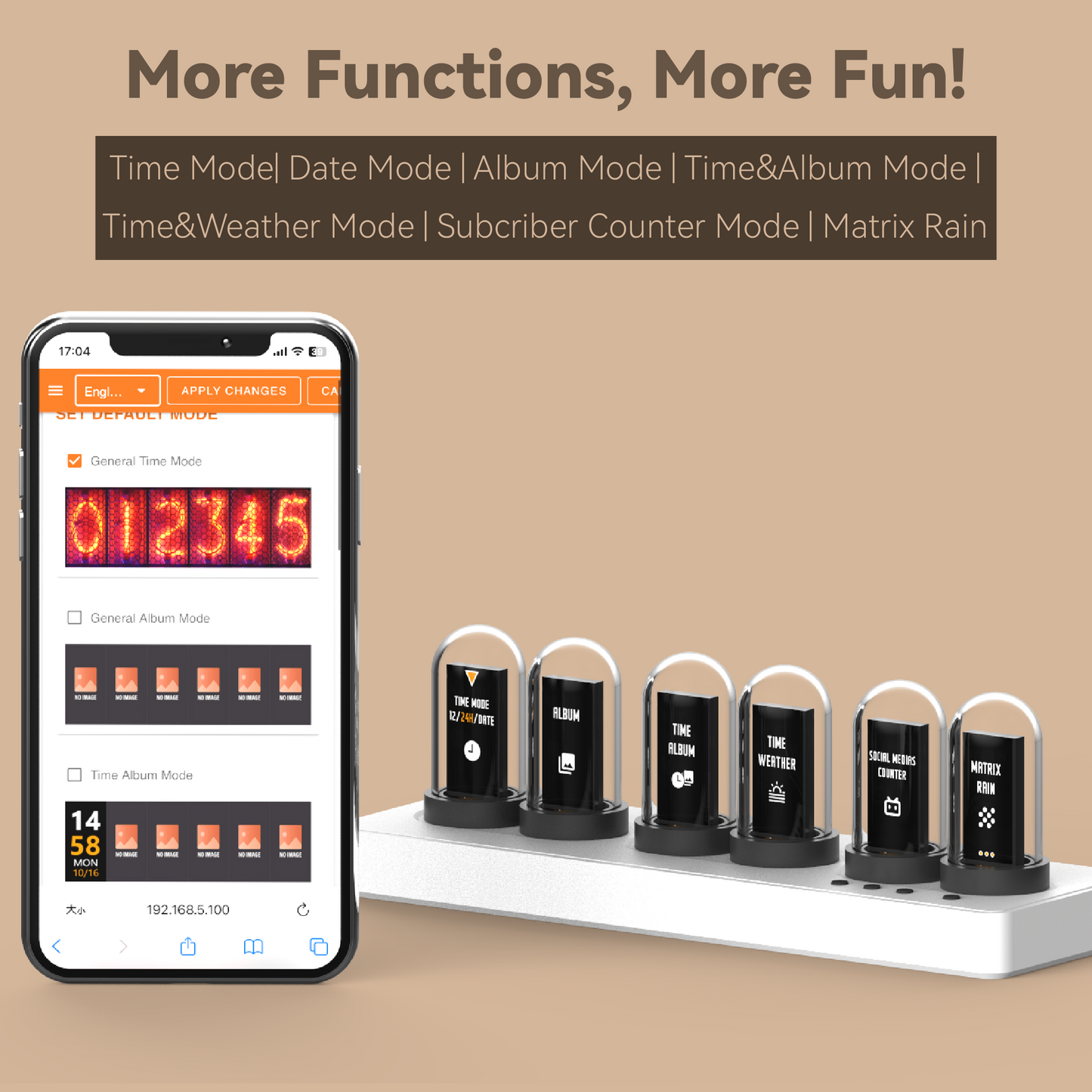 Electronic LED Glow Tube Clock Simulation Nixie Tube Clock 9V Alarm