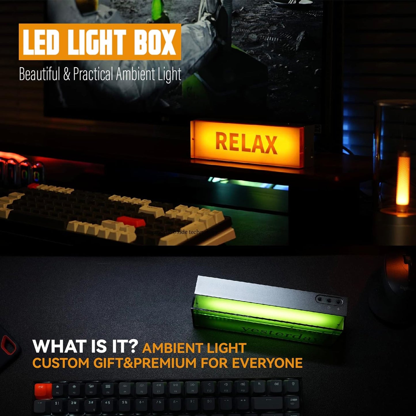 LED Light Box Billboard Table Lamps Ambient Light Signboard Due colori metallo personalizzabile intercambiabile modelli Bar